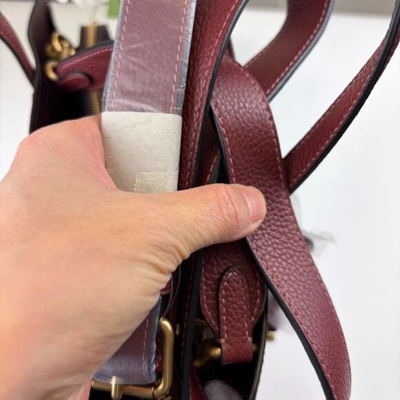 Coach CJ806 Polished Leather Carter Carryall 28 in Wine - Picture 9 of 11